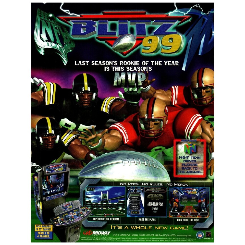JOB LOT 5x Original NOS Midway Blitz 99 Football Arcade Flyers Wholesale Dealer